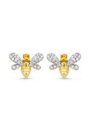 Yellow gold ear jewelry, 0.07 CT Citrien, Queen Bee