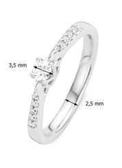 White gold ring, 0.18 CT Diamant, Hearts & Arrows