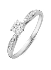 White gold ring 14 carat, 0.15 ct diamond, Enchanted