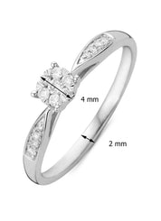 White gold ring 14 carat, 0.15 ct diamond, Enchanted