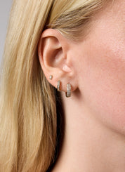 Yellow gold ear jewelry, 0.09 ct diamond, joy