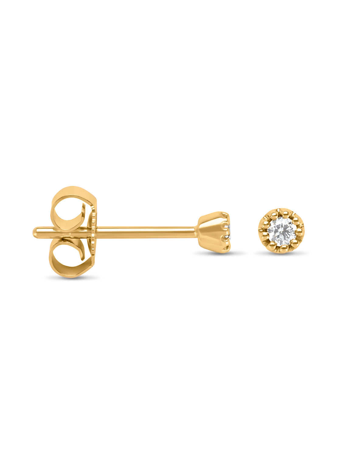Yellow gold ear jewelry, 0.06 ct diamond, joy