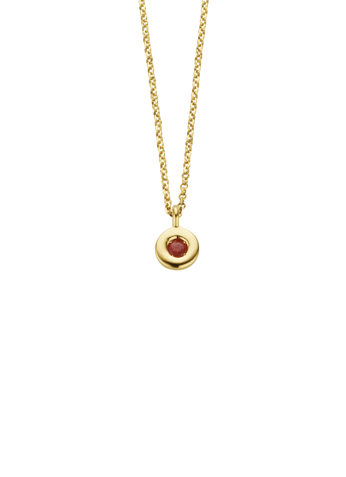 Birthstones geelgouden collier robijn, Juli