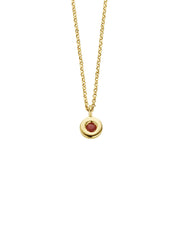 Birthstones geelgouden collier robijn, Juli