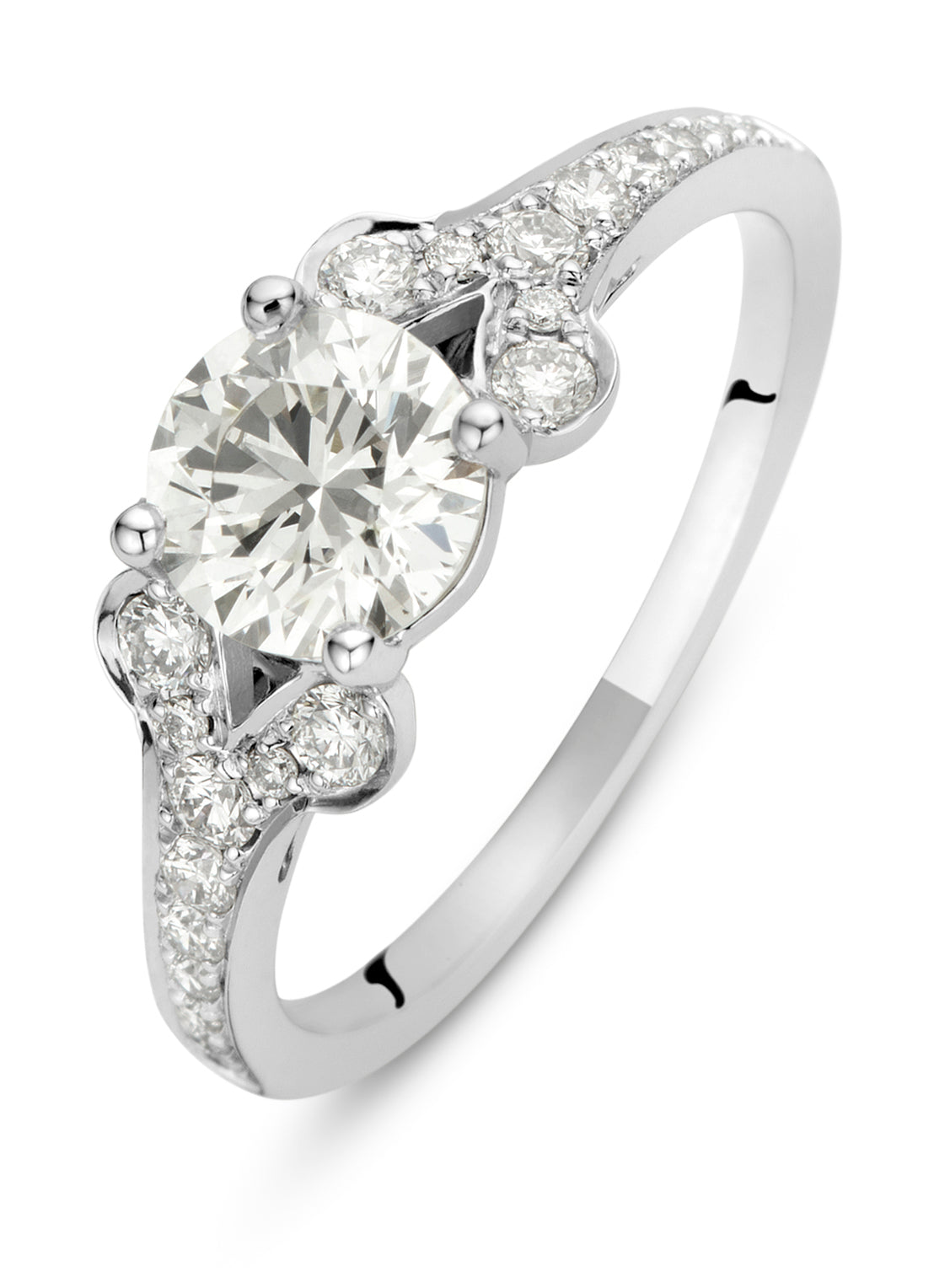 Witgouden ring, 1.35 ct diamant, Solitair