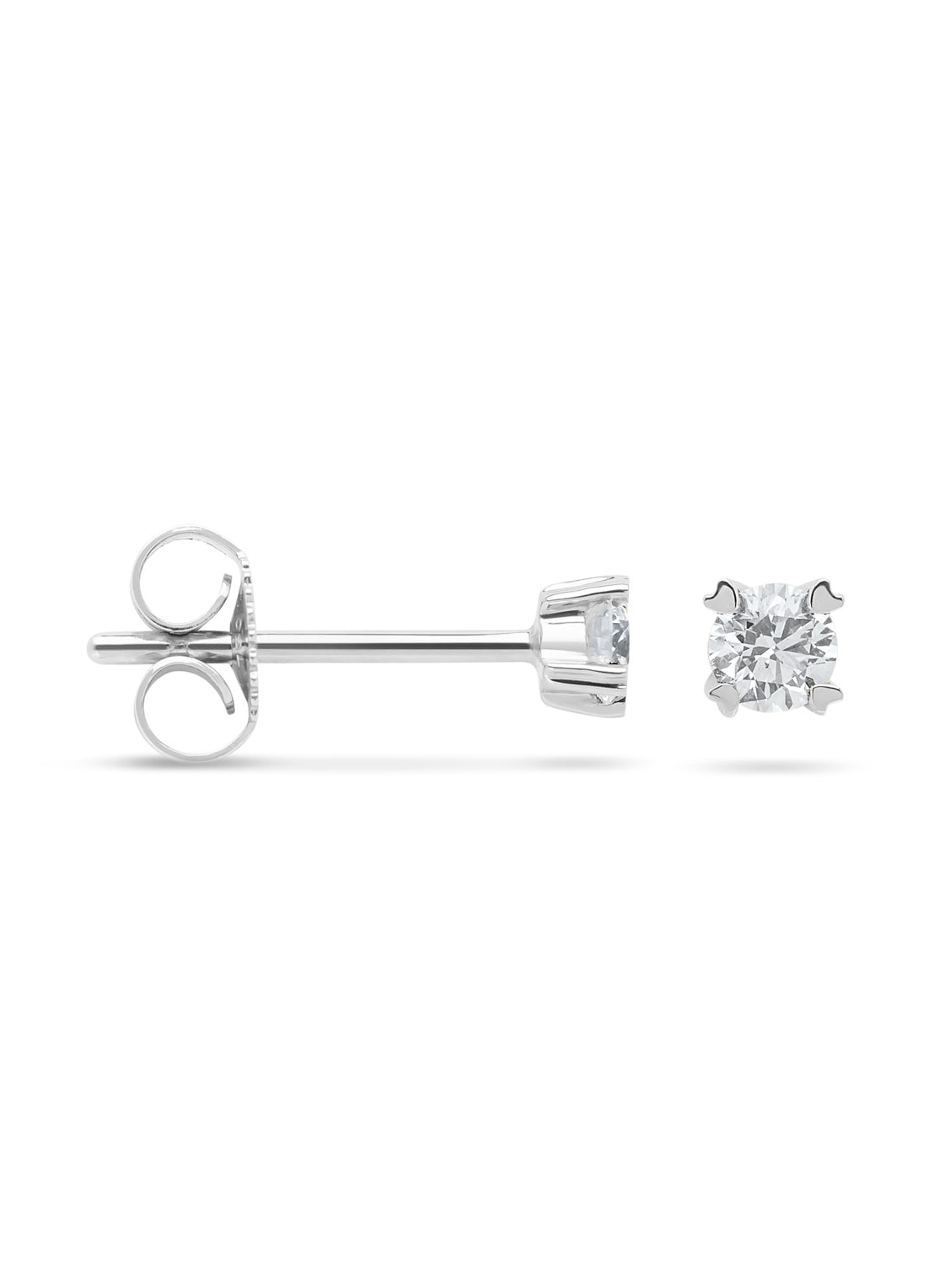 White gold ear jewelry, 0.22 CT Diamond, Hearts & Arrows