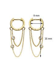 Yellow gold ear jewelry, 0.24 ct diamond, joy