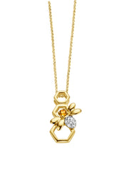 Yellow gold pendant, 0.03 CT Citrien, Queen Bee