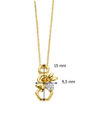 Yellow gold pendant, 0.03 CT Citrien, Queen Bee