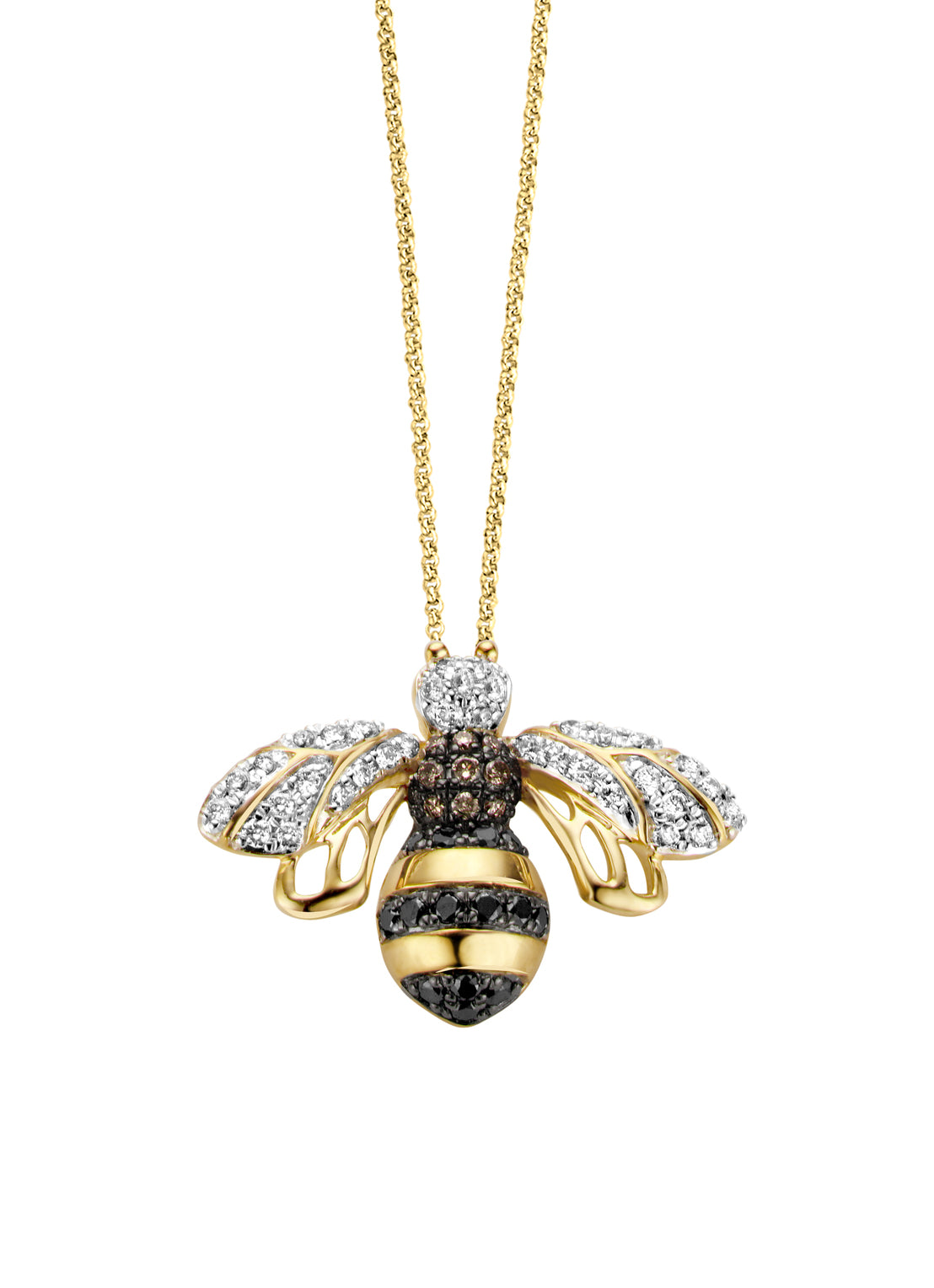 Yellow gold pendant, 0.28 CT Diamant, Queen Bee