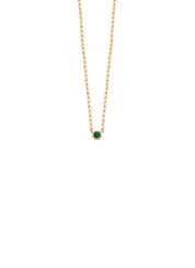 Yellow gold necklace, 0.04 ct smaragd, joy