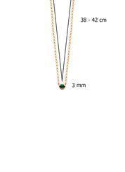 Yellow gold necklace, 0.04 ct smaragd, joy
