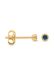 Yellow gold ear jewelry, 0.10 ct blue sapphire, joy