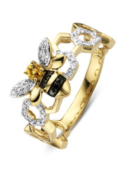 Gouden ring, 0.07 ct citrien, Queen Bee