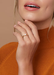 Yellow gold ring, 0.26 CT Diamant, Hearts & Arrows