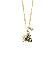 Yellow gold necklace, 0.10 CT Diamant, Queen Bee