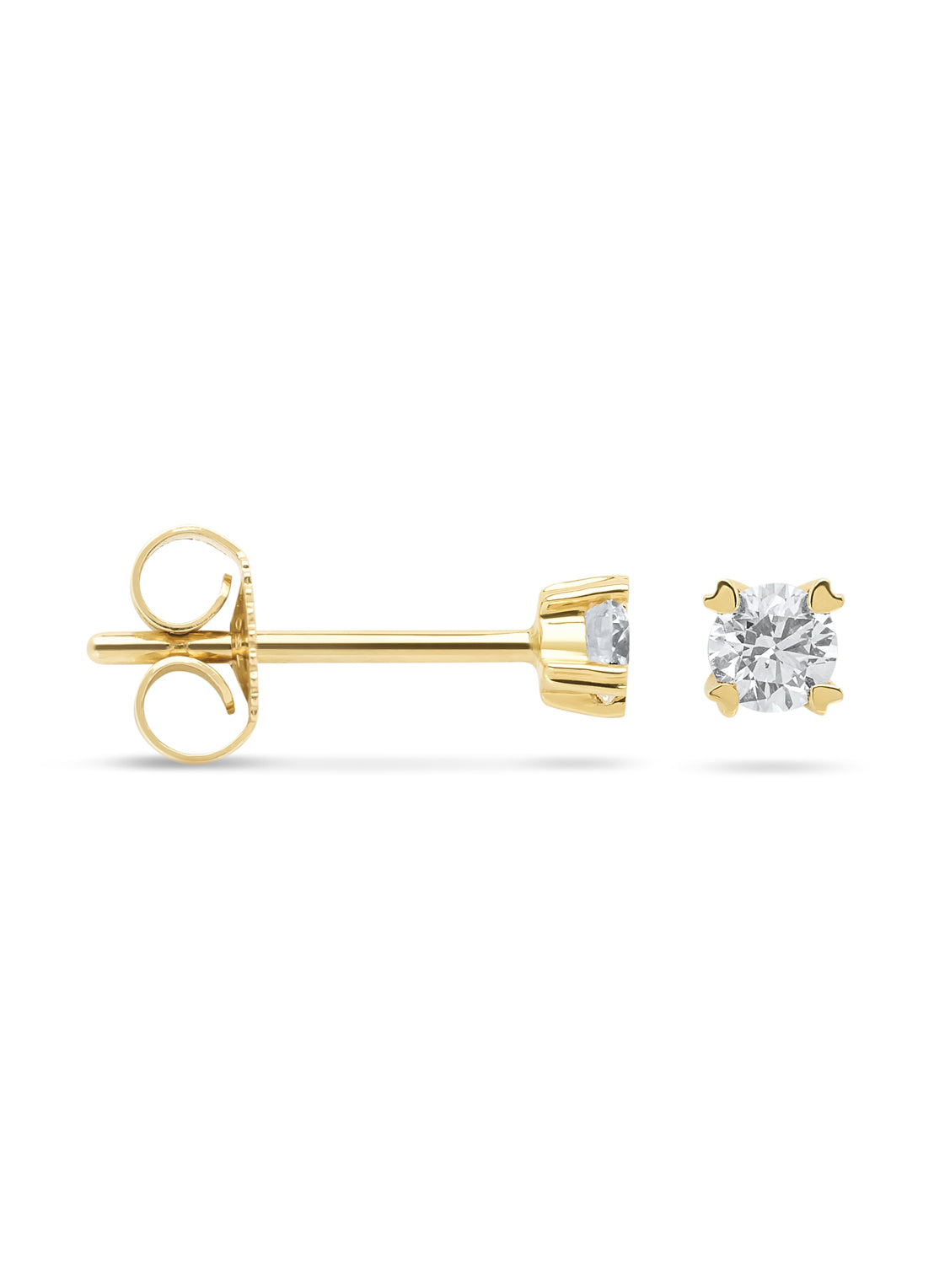 Geelgouden oorsieraden, 0.22 ct diamant, Hearts & Arrows
