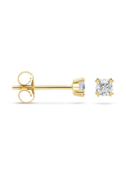 Geelgouden oorsieraden, 0.22 ct diamant, Hearts & Arrows