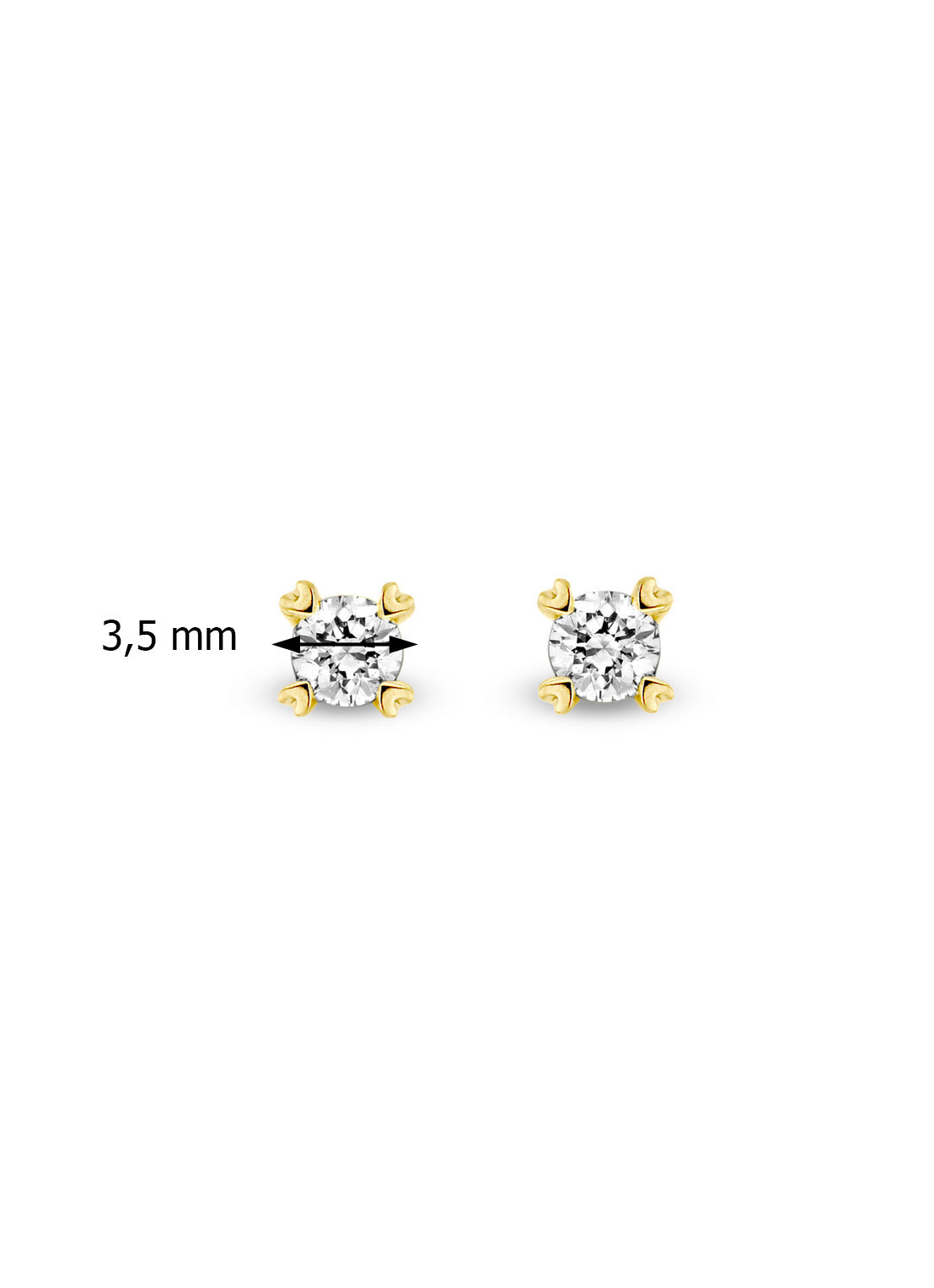 Geelgouden oorsieraden, 0.22 ct diamant, Hearts & Arrows