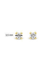 Geelgouden oorsieraden, 0.22 ct diamant, Hearts & Arrows
