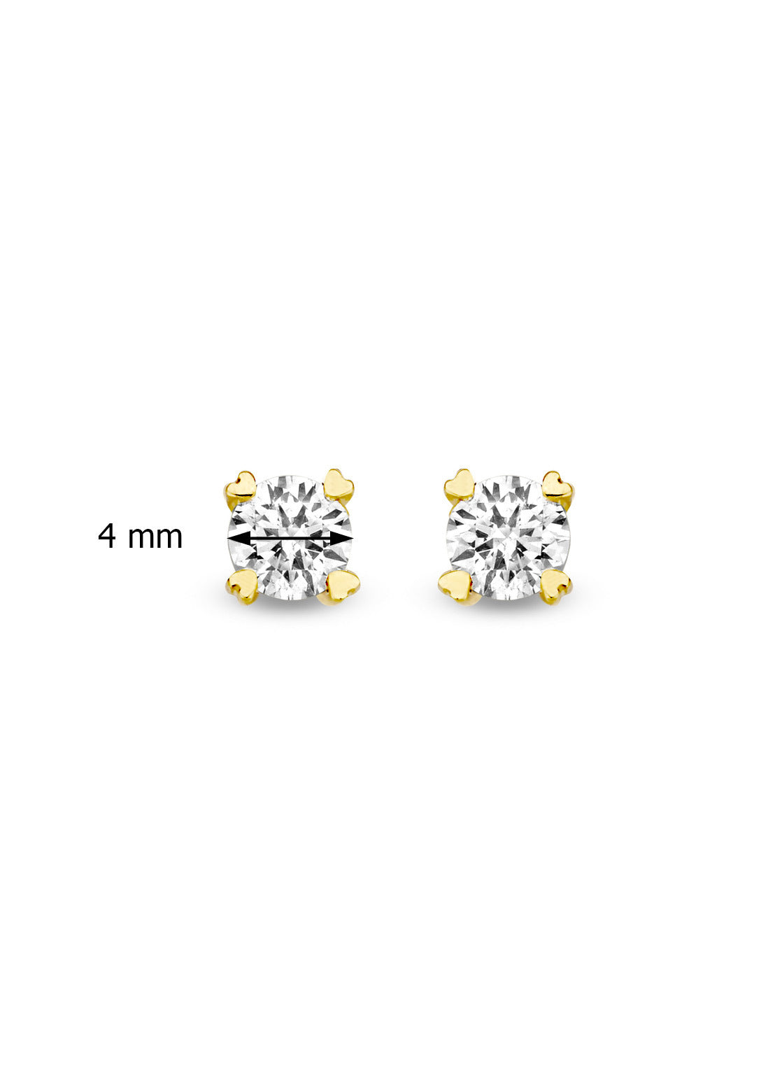 Yellow gold ear jewelry, 0.28 CT Diamond, Hearts & Arrows