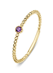 Geelgouden ring, 0.04 ct paarse amethist, Joy