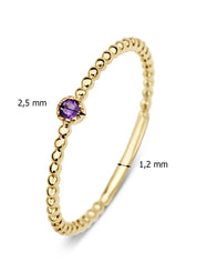Geelgouden ring, 0.04 ct paarse amethist, Joy