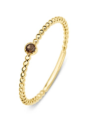 Geelgouden ring, 0.04 ct rookkwarts, Joy