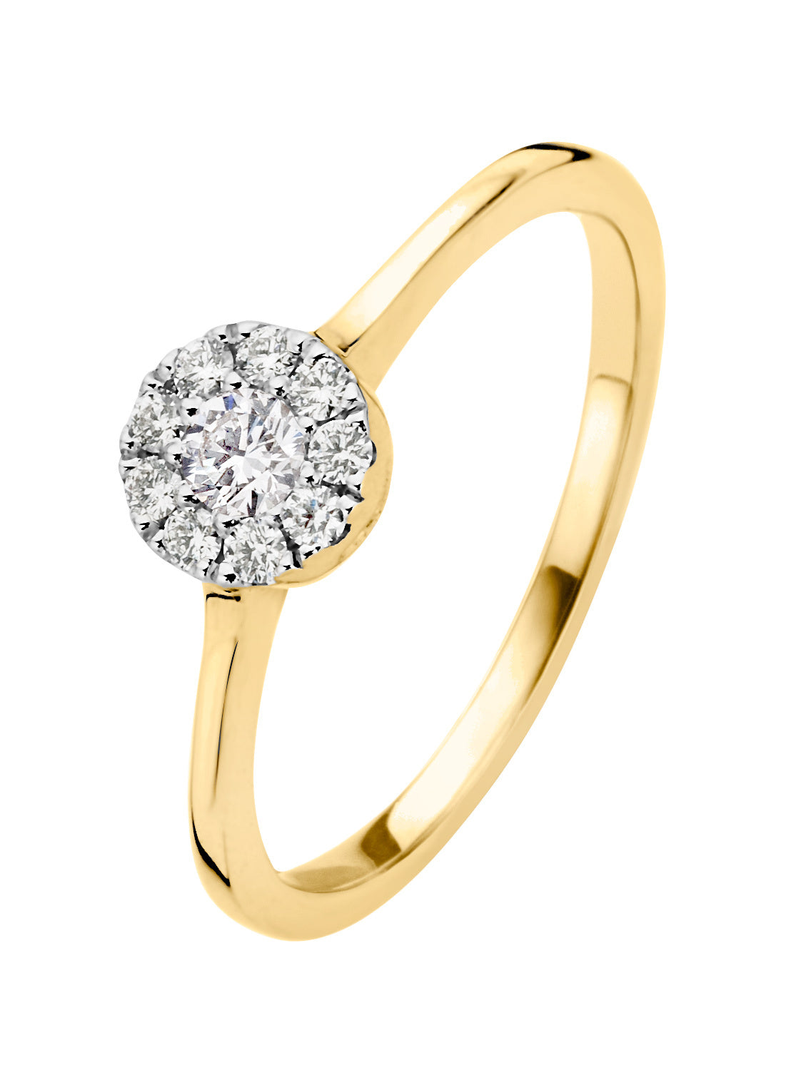Gouden ring, 0.20 ct diamant, Hearts & Arrows