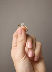 Gouden ring, 0.20 ct diamant, Hearts & Arrows