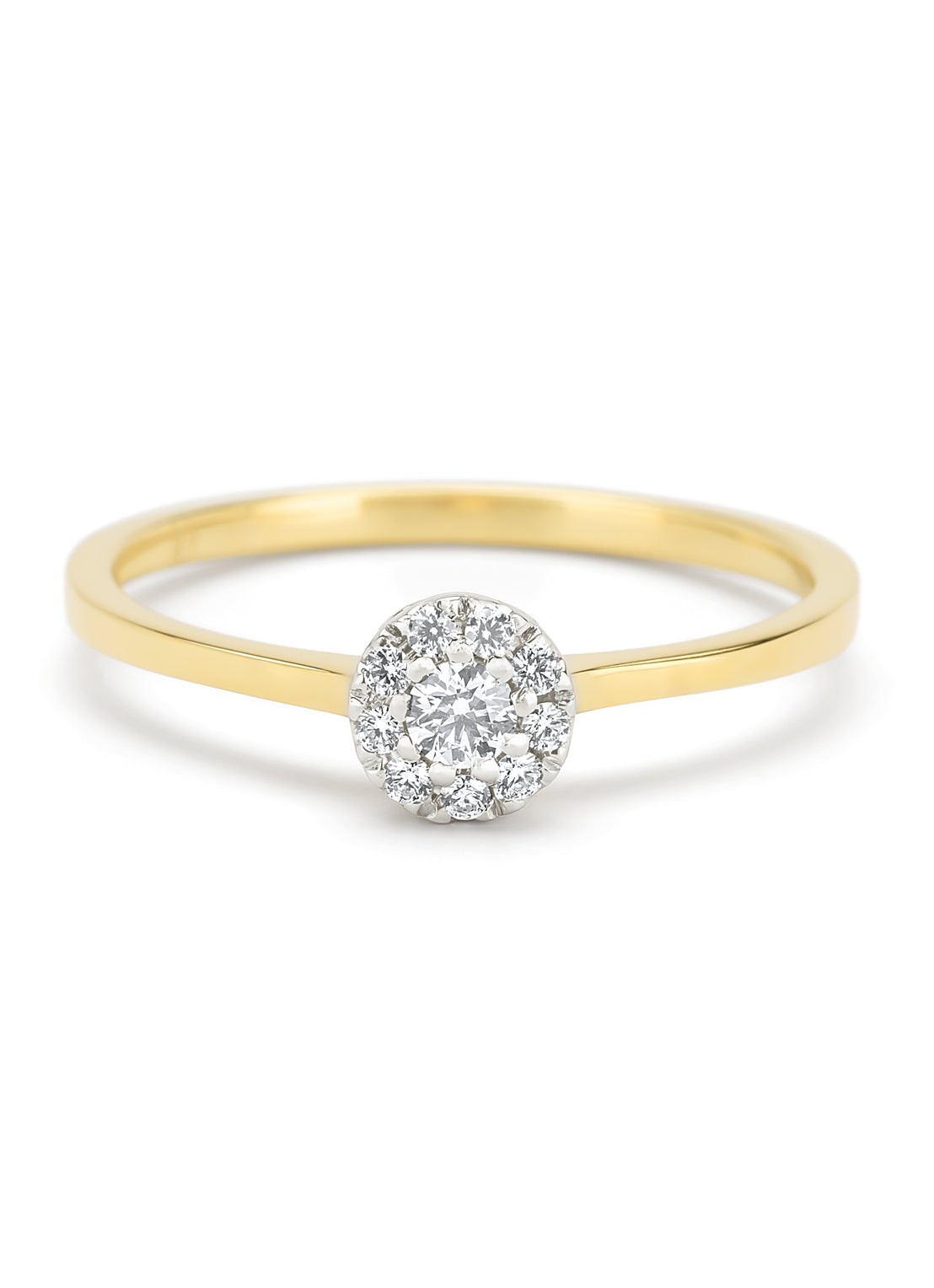 Gouden ring, 0.20 ct diamant, Hearts & Arrows