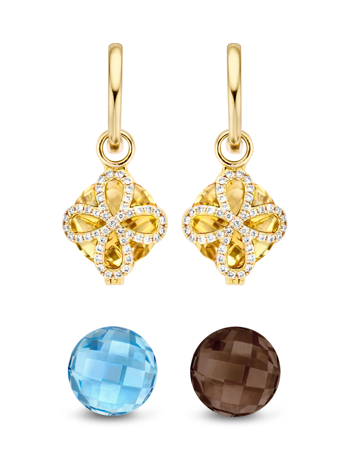 Geelgouden oorsieraden, 10.70 ct topaas, Varié