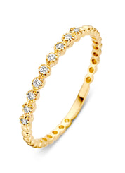 Yellow gold ring, 0.09 ct diamond, joy