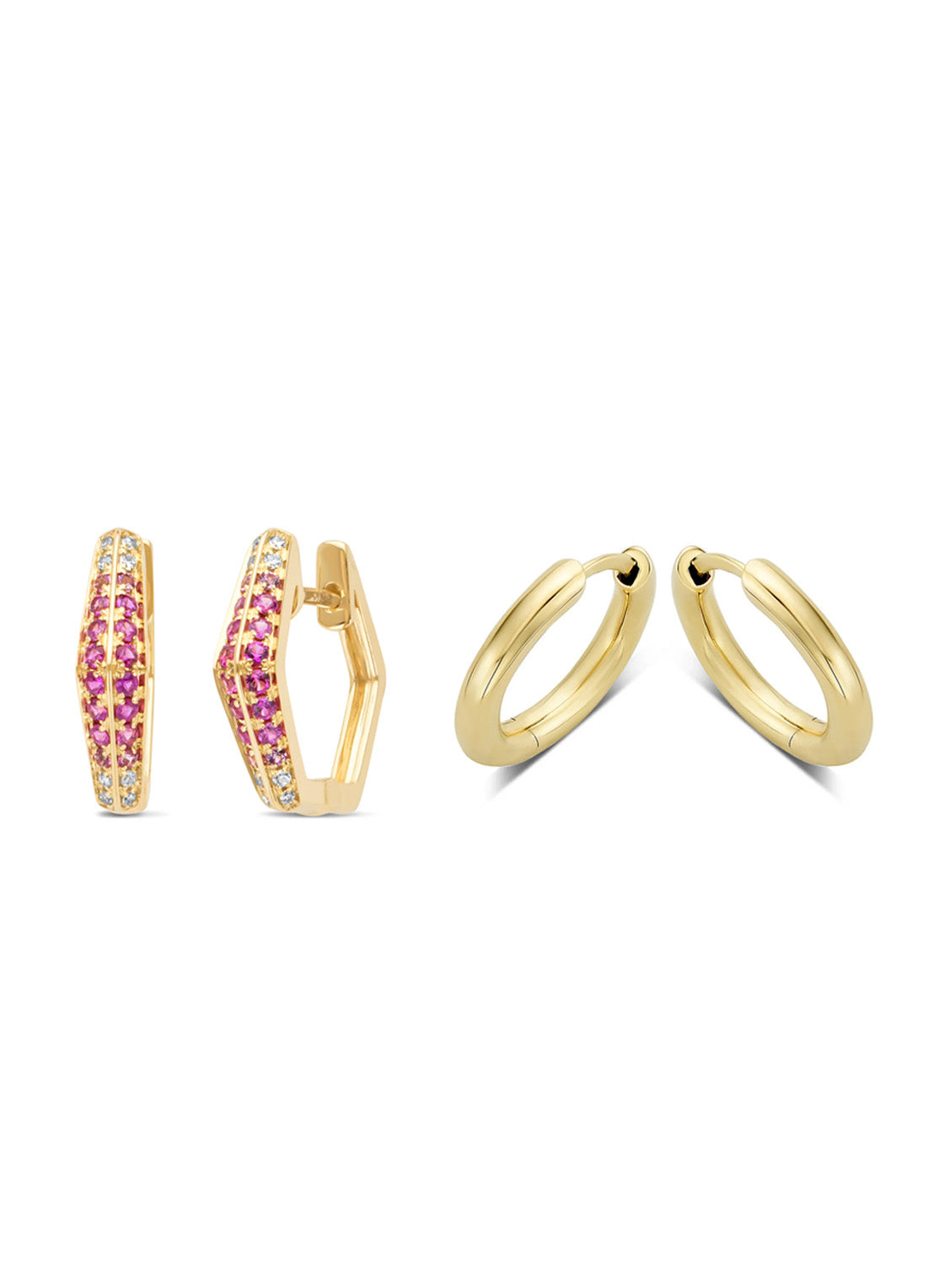 Yellow gold earring Set with Sapphire, Ensemble & Timeless Treasures
