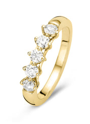 Yellow gold ring, 0.50 CT Diamant, Hearts & Arrows