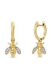 Geelgouden oorsieraden, 0.08 ct diamant, Queen Bee