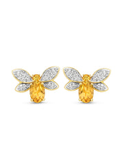 Geelgouden oorsieraden, 1.55 ct citrien, Queen Bee