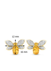 Geelgouden oorsieraden, 1.55 ct citrien, Queen Bee
