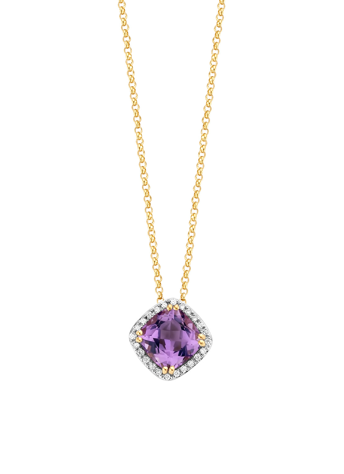 Yellow gold necklace, 1.54 CT Purple Amethist, Fiesta