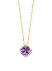 Yellow gold necklace, 1.54 CT Purple Amethist, Fiesta