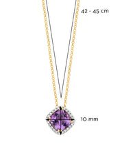 Yellow gold necklace, 1.54 CT Purple Amethist, Fiesta