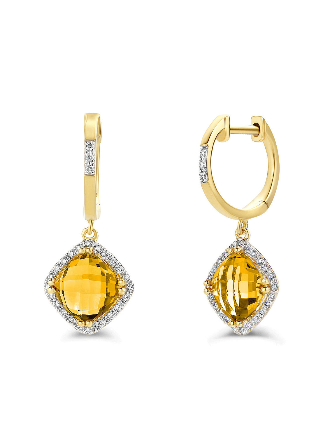 Yellow gold ear jewelry, 3.06 CT Citrien, Fiësta
