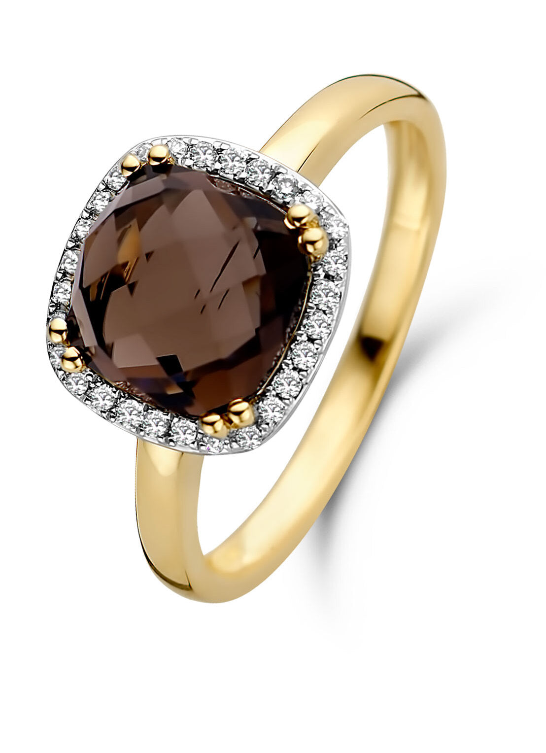 Yellow gold ring, 2.55 ct smoke quartz, Fiësta
