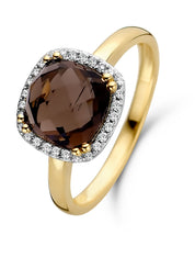 Yellow gold ring, 2.55 ct smoke quartz, Fiësta