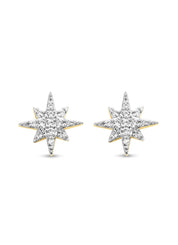 Gold ear jewelry, 0.10 ct diamond, Cosmic
