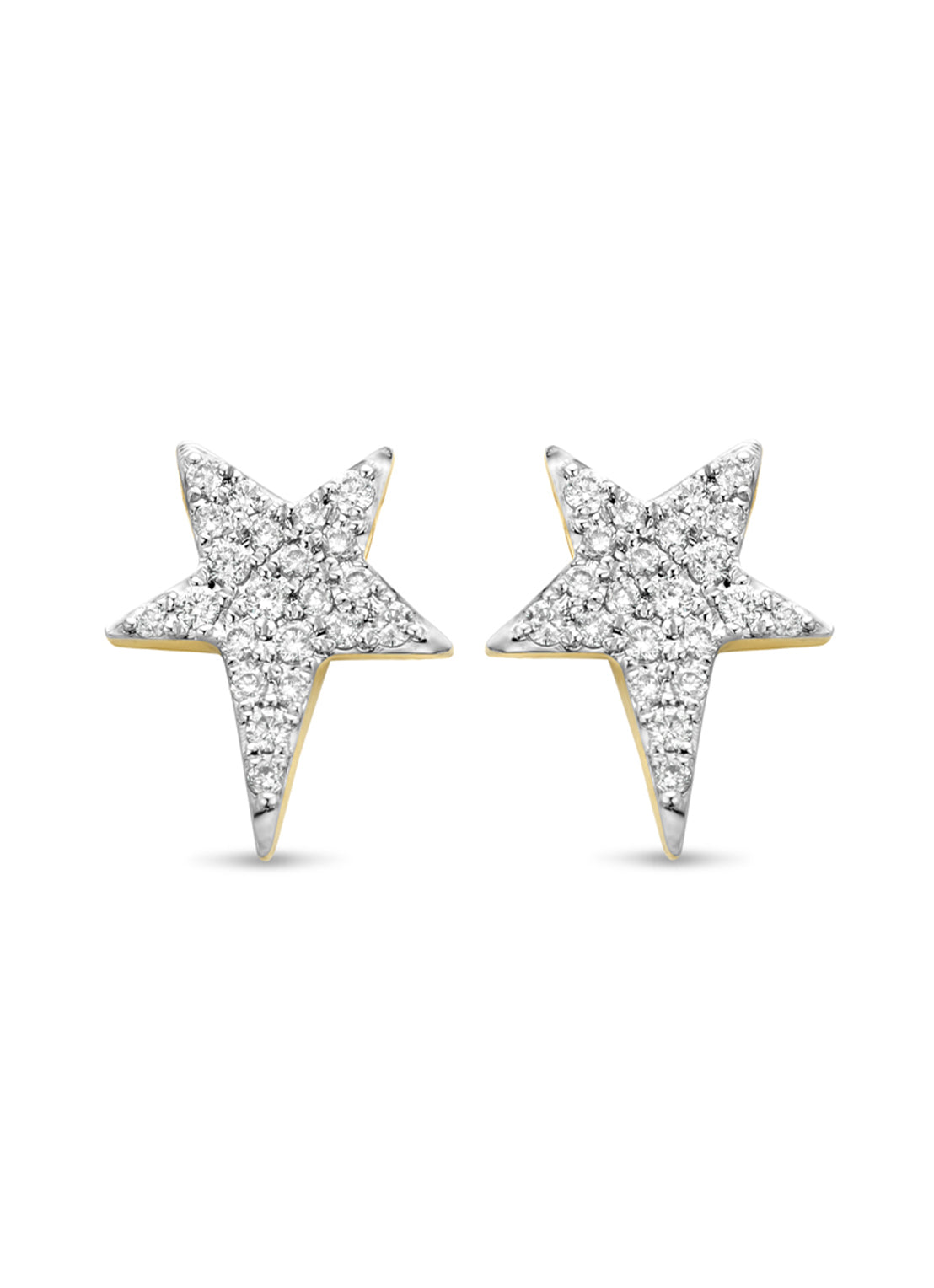 Geelgouden oorsieraden, 0.16 ct diamant, Cosmic