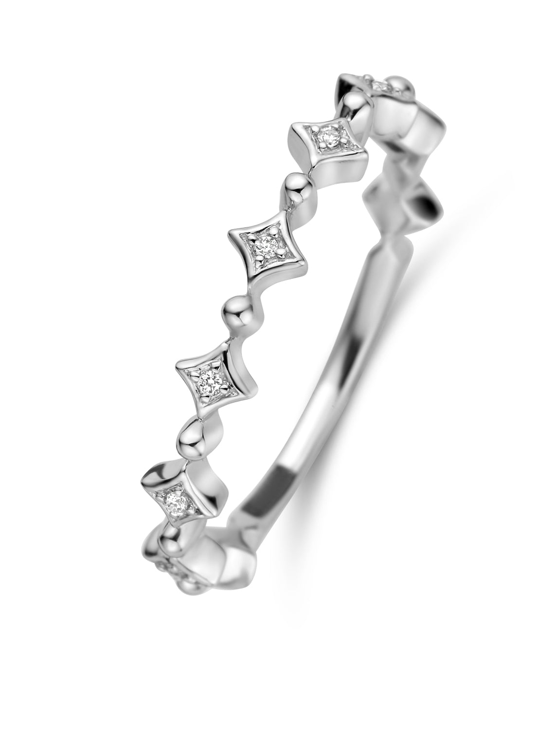 Witgouden ring, 0.03 ct diamant, Cosmic