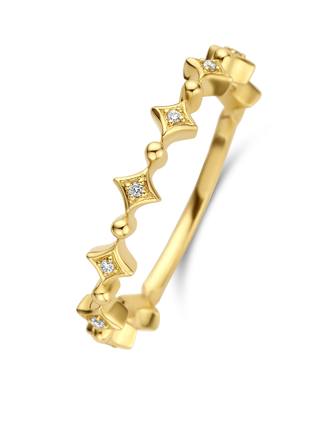 Yellow gold ring, 0.03 ct diamond, cosmic