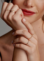Yellow gold ring, 0.03 ct diamond, cosmic