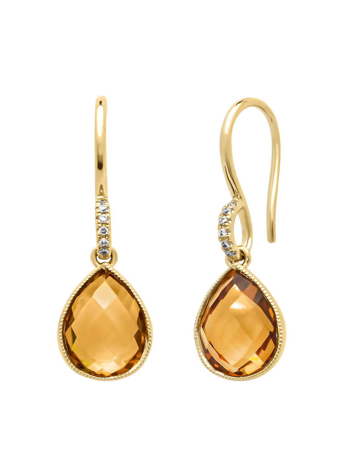 Geelgouden oorsieraden, 3.54 ct citrien, Philosophy